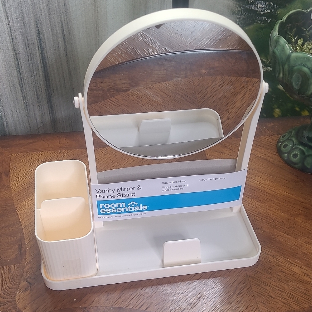 New with tags! Room Essentials Cream Vanity Mirror & Phone Stand with tray